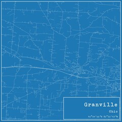 Blueprint US city map of Granville, Ohio.