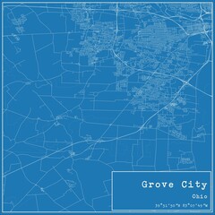 Blueprint US city map of Grove City, Ohio.