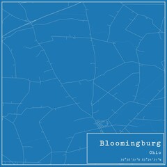 Blueprint US city map of Bloomingburg, Ohio.