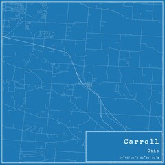Blueprint US city map of Carroll, Ohio.