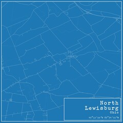 Blueprint US city map of North Lewisburg, Ohio.