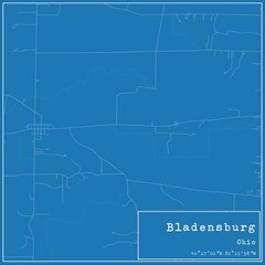 Blueprint US city map of Bladensburg, Ohio.