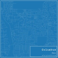 Blueprint US city map of Columbus, Ohio.