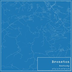 Fototapeta premium Blueprint US city map of Bronston, Kentucky.