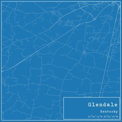 Blueprint US city map of Glendale, Kentucky.