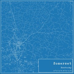 Blueprint US city map of Somerset, Kentucky.