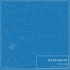 Fototapeta premium Blueprint US city map of Livermore, Kentucky.