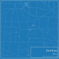 Blueprint US city map of Croton, Ohio.