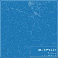 Blueprint US city map of Hawesville, Kentucky.
