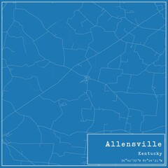 Blueprint US city map of Allensville, Kentucky.