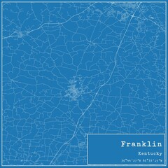 Blueprint US city map of Franklin, Kentucky.