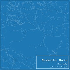 Obraz premium Blueprint US city map of Mammoth Cave, Kentucky.