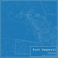Blueprint US city map of Fort Campbell, Kentucky.