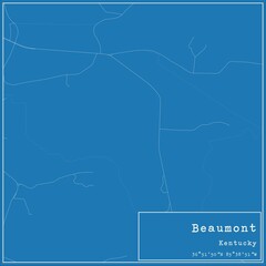 Blueprint US city map of Beaumont, Kentucky.