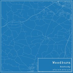 Blueprint US city map of Woodburn, Kentucky.