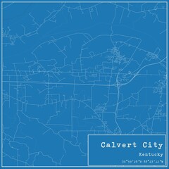 Blueprint US city map of Calvert City, Kentucky. - obrazy, fototapety, plakaty