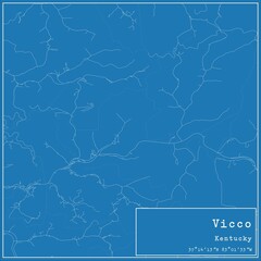 Blueprint US city map of Vicco, Kentucky.