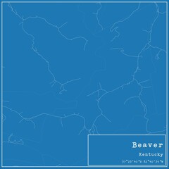 Blueprint US city map of Beaver, Kentucky.