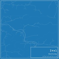Blueprint US city map of Ivel, Kentucky.