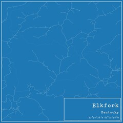 Blueprint US city map of Elkfork, Kentucky.