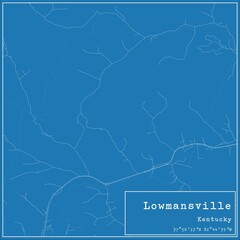 Blueprint US city map of Lowmansville, Kentucky.