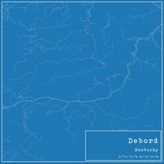 Blueprint US city map of Debord, Kentucky.