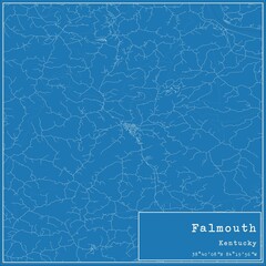 Blueprint US city map of Falmouth, Kentucky.