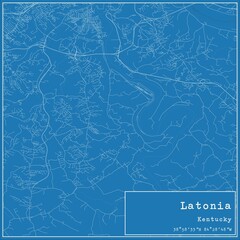 Blueprint US city map of Latonia, Kentucky.