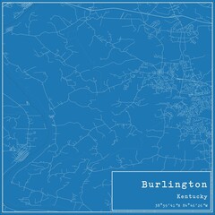 Blueprint US city map of Burlington, Kentucky.