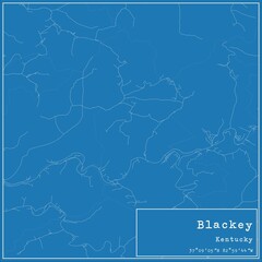 Blueprint US city map of Blackey, Kentucky.