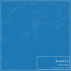 Blueprint US city map of Loyall, Kentucky.