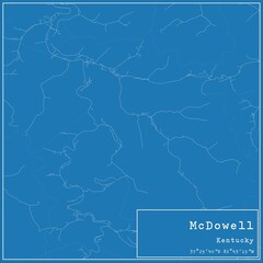 Blueprint US city map of McDowell, Kentucky.
