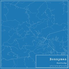 Blueprint US city map of Bonnyman, Kentucky.