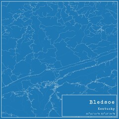 Blueprint US city map of Bledsoe, Kentucky.
