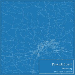 Blueprint US city map of Frankfort, Kentucky.