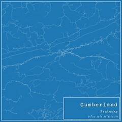 Blueprint US city map of Cumberland, Kentucky.