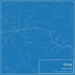 Blueprint US city map of Gray, Kentucky.