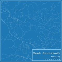 Blueprint US city map of East Bernstadt, Kentucky.