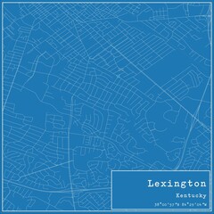 Blueprint US city map of Lexington, Kentucky.