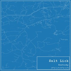 Blueprint US city map of Salt Lick, Kentucky.