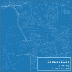 Fototapeta premium Blueprint US city map of Louisville, Kentucky.