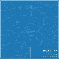 Blueprint US city map of Eminence, Kentucky.