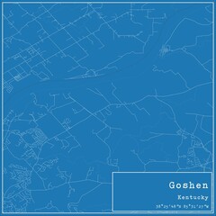 Blueprint US city map of Goshen, Kentucky.