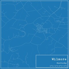 Blueprint US city map of Wilmore, Kentucky.