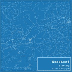 Blueprint US city map of Morehead, Kentucky.