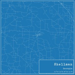 Blueprint US city map of Shellman, Georgia.