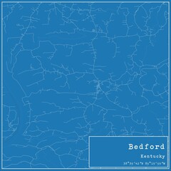 Blueprint US city map of Bedford, Kentucky.