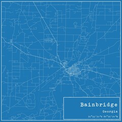 Blueprint US city map of Bainbridge, Georgia.