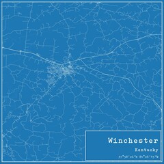 Blueprint US city map of Winchester, Kentucky.