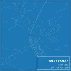Blueprint US city map of Muldraugh, Kentucky.